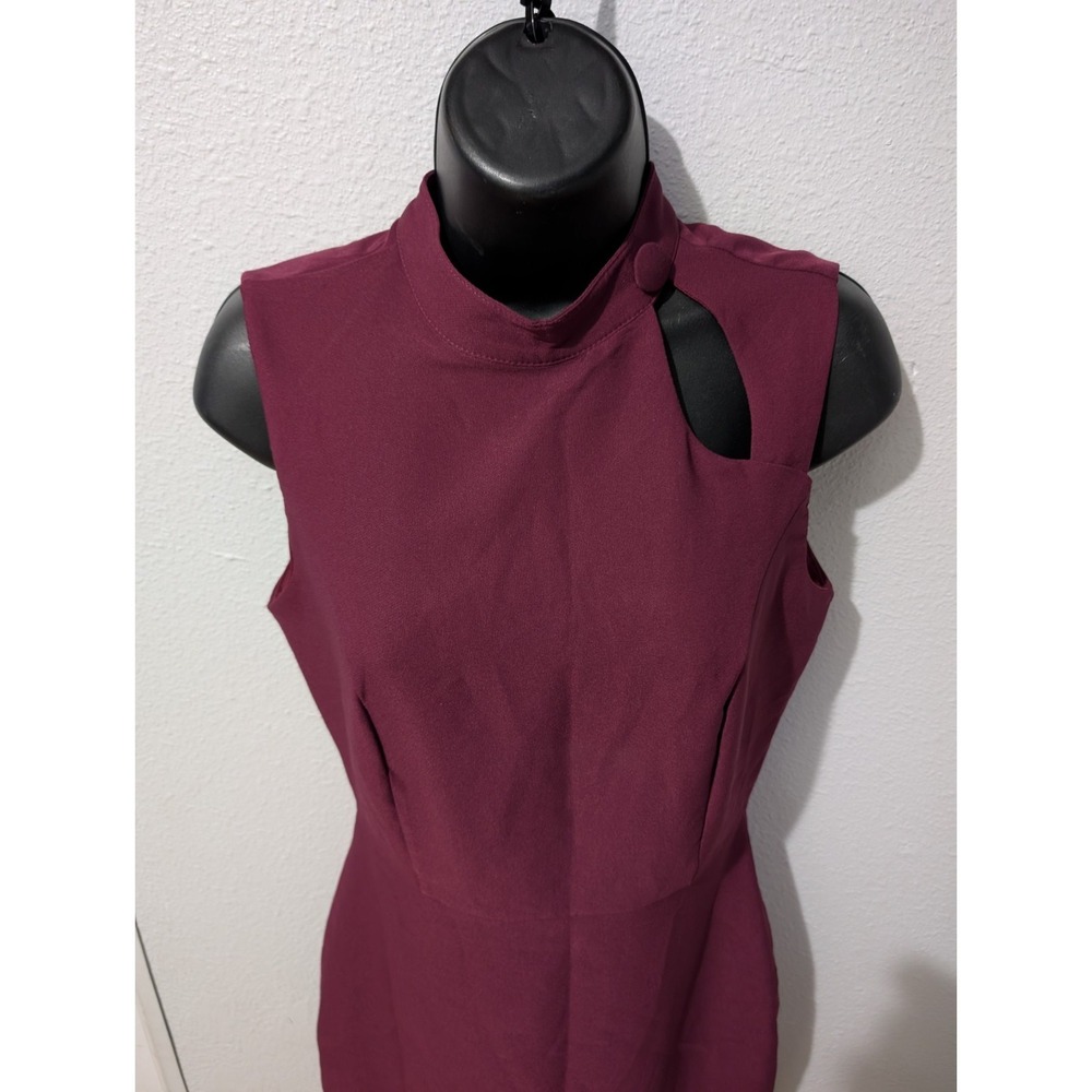 NWT‎ Trendyol Plum Mock Neck Sleeveless Midi Dress Size 2 EU34 Cutout Detail - Picture 2 of 9